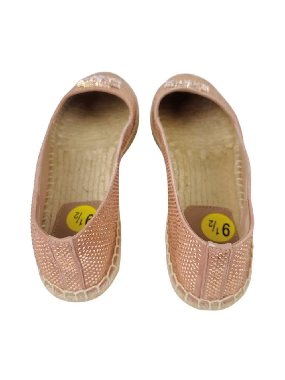 TORY BURCH Women Dusty Rose Everly Leather Rhinestone Espadrille Size 9.5 NWOB
